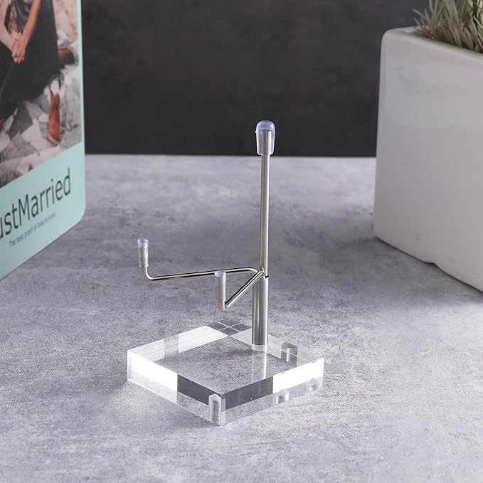 Sibba Adjustable Metal Display Easel Stand with Acrylic Base Compact Plate Holder for Fossils, Crystals, Geodes, Rocks, Coral, Home Decor, Collectibles