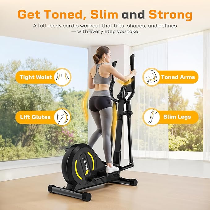 OWLSKY Elliptical Exercise Machine, Elliptical Machine for Home,16 Resistance Levels,300LBS,LCD Monitor,Device Holder