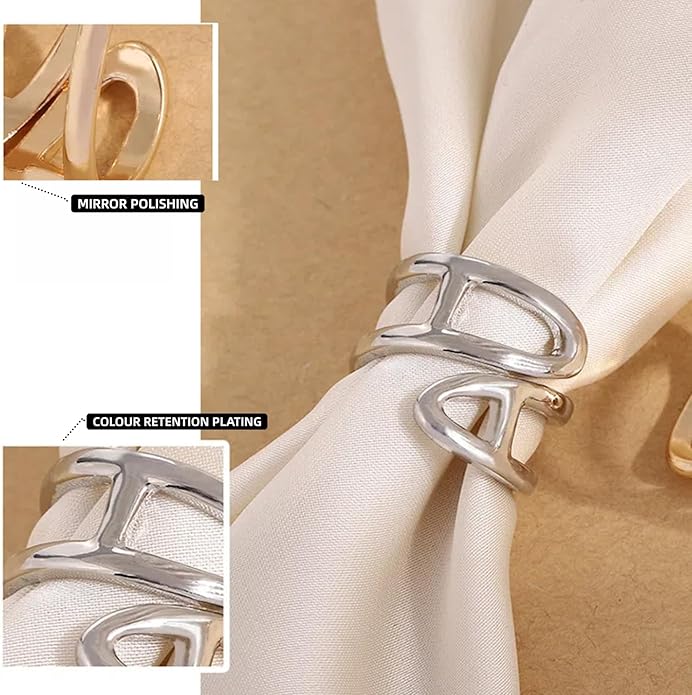 SYWDUDUCLT Scarf Ring for Women's Shawl, Silk Neckerchief, Tshirt, Gold/Sivler, S/M/L, 2 Pcs