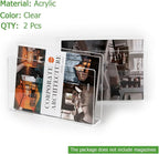 2 Pcs Magazine Holder, Wall Mount Clear Acrylic Magazine Rack, Organizer Folder, Bookshelf, File Storage Rack for Waiting Room, Living Room, Office, Home Display