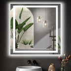 DUMOS 36.1"x36.1" LED Bathroom Mirror, Smart Anti-Fog Bathroom Vanity Mirror with Front Light & Backlit, 3 Color Temperatures, Dimmable, Memory Function