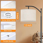 OUTON Drum Lamp Shades for Floor Lamps, 12" Top x 12" Bottom x 9" High, Easy to Assemble, Replacement Linen Lampshades for Table Lamps & Bedside Lamps (1.65" Spider)