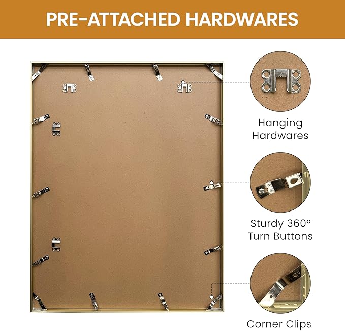 20x26 Aluminum Metal Picture Frame,Tempered Glass Gold Photo Frame 20x26 for Family Photo,Posters,Art,Document to Wall Mount Horizontally or Vertically