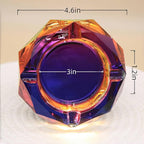 Coomin Crystal Glass Ashtray, Sparkly Cigar Cigarettes Ash Tray, Ashtrays for Smokers Indoor Office Home Desktop Tabletop, Unique Luxury Gifts for Women, Purple
