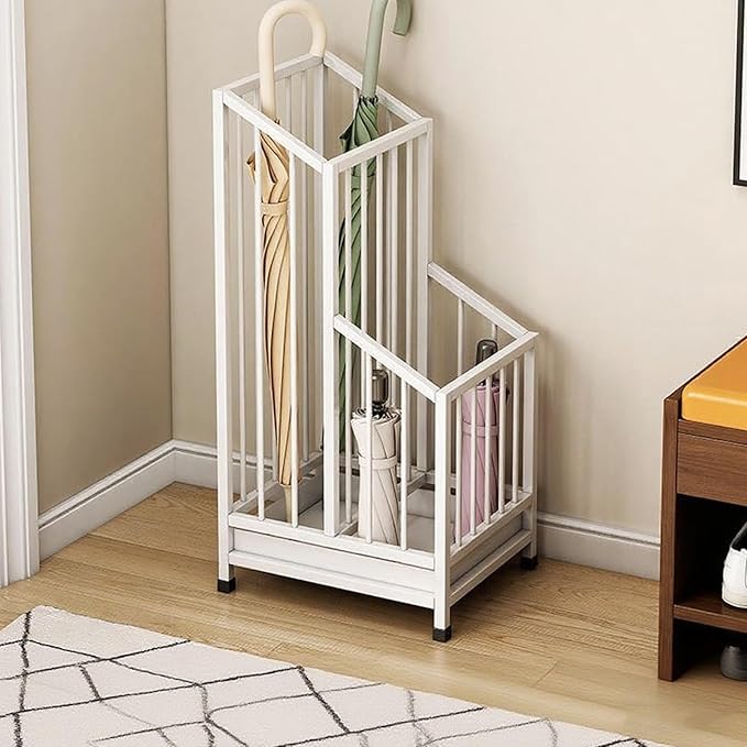 Indoor Metal Umbrella Stand，Umbrella Storage，Tall Metal Standing Umbrella Holder，Umbrella Holder for entryway，for Hotel，Offices，Home，Commercial(White,25 * 20 * 62cm/10 * 8 * 24.4in)