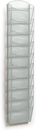 Safco Products Onyx Commercial 10 Pocket Magazine Rack 5579SL-Silver-Stainless Steel- Wall Mounted-5 lbs Capacity-Organize Magazines or Journal