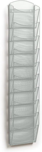 Safco Products Onyx Commercial 10 Pocket Magazine Rack 5579SL-Silver-Stainless Steel- Wall Mounted-5 lbs Capacity-Organize Magazines or Journal