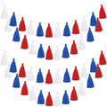 WILLBOND 4 Pieces Tassel Garland Red White and Blue Garland for Patriotic Decorations 4th of July Decoration Classroom Wall Decor Boho Pastel Cotton Tassel Banner for Party(3.1 Inch, Red, White, Blue)