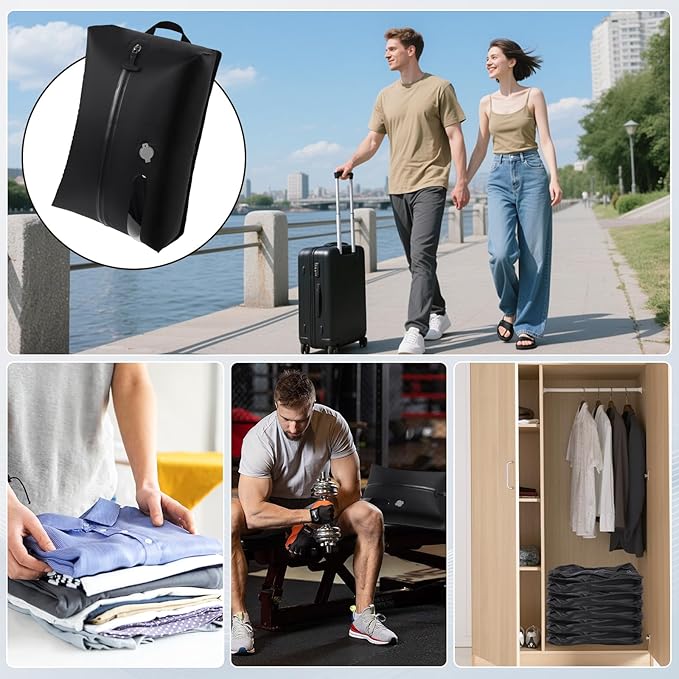 Airless Vacuum Travel Bags with Wireless Pump, Reusable Waterproof Durable Tear-Resistant Luggage Compression Bags (1bag+1pump Set), Suitable for Luggage and Suitcase