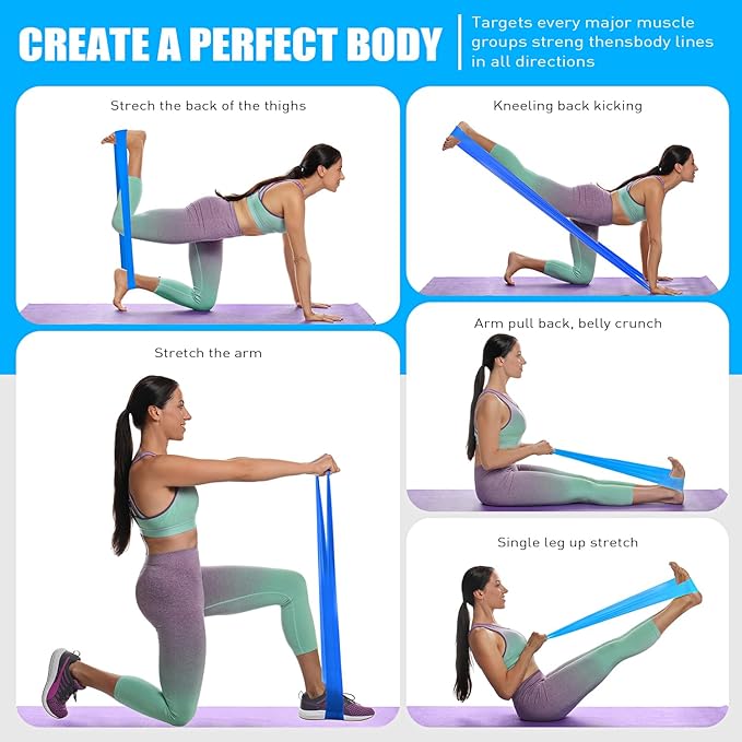 HPYGN 3 Levels Non-Latex Exercise Bands for Physical Therapy & Yoga, Professional Resistance Bands Set for Working Out, Strength Training, Pilates & Rehab, TPE Elastic Stretch Bands for Seniors, Women