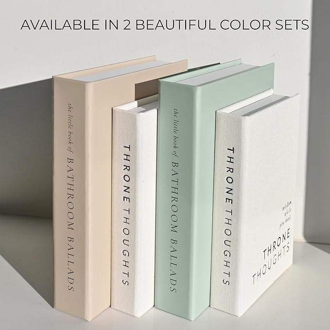 KIBAGA Beautiful Bathroom Decor Books – Set of 2 Modern Books for Your Bath Shelf - Funny Restroom Decor and Accessories to Add Charm and Humor to Your Space