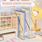 2 Pack Vertical File Holder Clear Acrylic Desk Organizer Storage Bins Holding Plastic Document Organizer Clear PET Magazine Holder Basics Vertical Magazine Rack for Home Office School