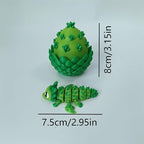 Enchanted 3D Egg with Miniature Inside - Handcrafted Printed Collectible | Fantasy Decor & Gift (Green Crystal Dragon & Egg (Box))