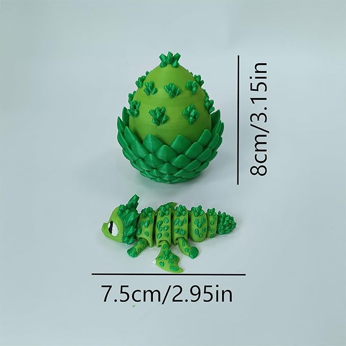Enchanted 3D Egg with Miniature Inside - Handcrafted Printed Collectible | Fantasy Decor & Gift (Green Crystal Dragon & Egg (Box))