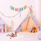 2pcs Boho Tassel Garland,Pom Pom Tassel,6.5 Feet Long 20 Balls Ball Garland,Colorful Wall Hanging Party Decorative Banner Pastel,Home Decoration Wedding Birthday Baby Shower