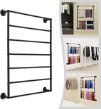 7-tier Wall Mounted Scarf Rack, Scarf Display Rack, Towels Storage Rack, Commercial Hijab Scarf Holder Organizer Space Saving for Retail Stores, Boutiques, Home (Black, 7 Tiers)