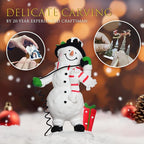 Large Snow Globes, Snowman Christmas Lantern,Glitter Vintage Phone Booth, 8 Songs, 6H Timer Battery & USB Powered, Music Box for Christmas Table Decorations