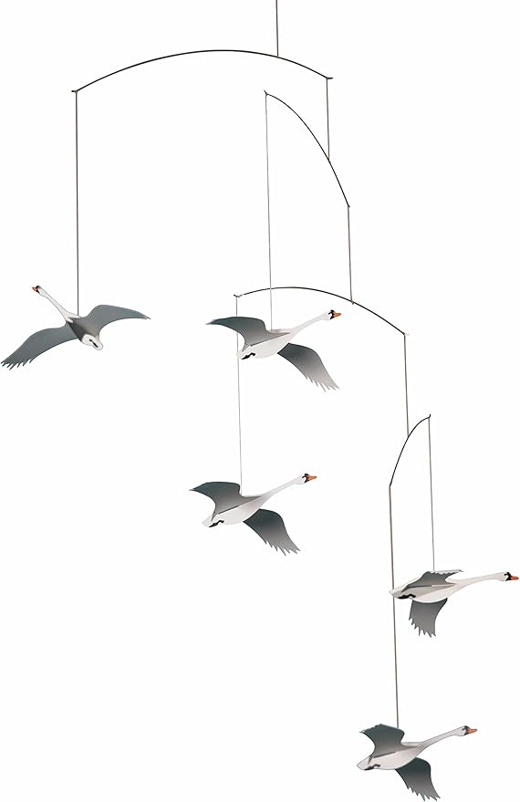 Scandinavian Swan Hanging Mobile - 22 Inches - Handmade in Denmark