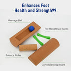 Cork Balance Foot 4-in-1, Portable Cylinder Foot Trainer, Strengthener to Improve Mobility Arch Exerciser for Adults Including Half-cylinder, Cylinder, Massage Ball, Toe Resistance Band
