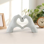 White Heart Hands Sculpture - 9.4" W Modern Home Decor Sculpture for Shelves, Desk & Living Room, Minimalist Shelf Decorations, Heart Hands Decor