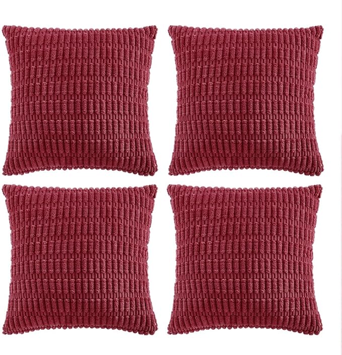 Fancy Homi 4 Packs Decorative Throw Pillow Covers for Living Room Couch Bed, Modern Farmhouse Boho Home Décor Accent Cushion Case, 20" x 20", Burgundy