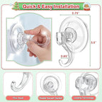 VIS'V Wreath Hanger, Large Suction Cup Wreath Hooks, Heavy Duty, 22 LB Capacity, Removable and Reusable, Clear, 2 Pcs