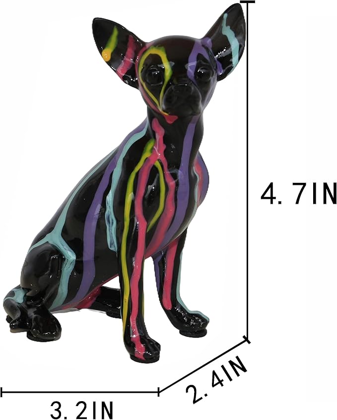 Colorful Chihuahua Gifts for Women/Men,Modern Graffiti Art Dog Statue for Living Room, Office, Bookshelf Home Decor,Dog Mom Birthday Dog Lovers,Pet Loss Memorial Figurine