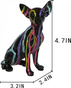 Colorful Chihuahua Gifts for Women/Men,Modern Graffiti Art Dog Statue for Living Room, Office, Bookshelf Home Decor,Dog Mom Birthday Dog Lovers,Pet Loss Memorial Figurine