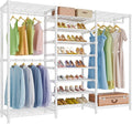 VIPEK S3 Freestanding Clothes Rack Heavy Duty Garment Rack 6-Tier Shoe Racks Closet Storage Organizer Large Wardrobe, Hanging Rod, Adjustable Metal Shelf, 68.9" L x 15.7" W x 76.4" H, White