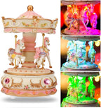 LOVE FOR YOU Gift-Wrapped Musical Carousel Music Box Color Lights Merry Go Round Horses Unicorn Decor Gifts for Girls and Daughter Granddaughter Niece Women Kids Christmas Birthday