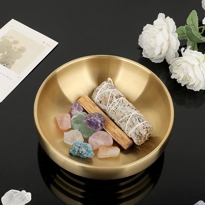 7.4 Inches Key Bowl for Entryway Table Decorative Bowl Key Dish for Organizing Tabletop Catch All Gold Fruit Bowls for Kitchen Counter, Coffee Table