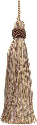DÉCOPRO 4" (10cm) Decorative Hand-Crafted Tassel | Craft Tassel (ITS) Cashew Beige Multicolor #2935 (Light Beige Mint Green Yellow Gold) Sold Individually