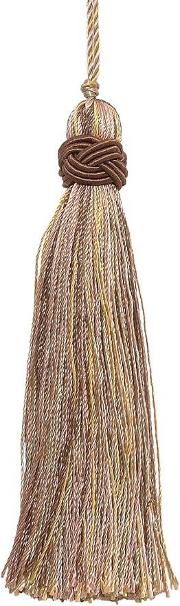 DÉCOPRO 4" (10cm) Decorative Hand-Crafted Tassel | Craft Tassel (ITS) Cashew Beige Multicolor #2935 (Light Beige Mint Green Yellow Gold) Set of 4