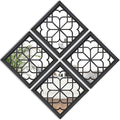 Wocred Set of 4 Mirrors Square Wall Mirror,Gorgeous Rustic Farmhouse Accent Mirror,Black Entry Mirror for Bathroom Renovation,Bedrooms,Living Rooms and More(12”x12”4pcs)