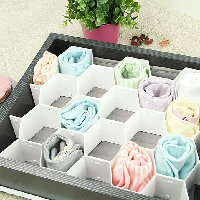 Foraineam 3 Pack Honeycomb Drawer Organizer Plastic Partition Cabinet Clapboard Storage Boxes Closet Organizer Drawer Dividers