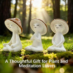 Meditation Mushroom Resin Statues – Cute Yoga Mushroom Figurines for Desk, Home, Office & Garden Decor – Zen Resin Sculptures for Living Room, Patio, Tabletop & Backyard (3 Pack, Mushroom)