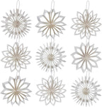 EASY JOY 9Pcs Christmas Hanging Decorations-White Snowflakes Ornaments 3D Christmas Winter Decorations Pure White Hanging Snowflake Decoration for Christmas Tree Garland Winter Home Window Room