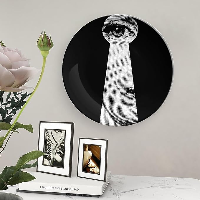 Lina Cavalieri Plate, Wall Decorative Plate, Mysterious Face Plate Wall Hanging Decoration,Including Bracket And Special Spring HooK, (Style-14, 8inch)