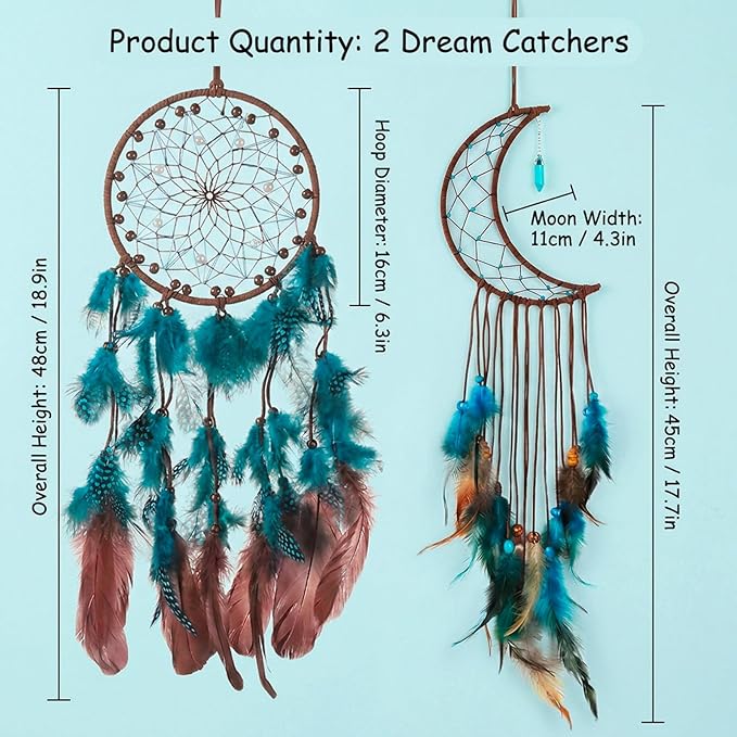 2 Pack Dream Catchers Kit, Dream Catcher for Everyone Iron Dream Catcher Kit, Handcrafted Home Decor, Bedroom Wall Hanging, Cultural Room Accent