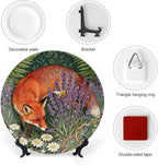 William Morris Lavender And Fox Ceramic Decorative Plate of 6", 7", 8", 10", Customize Christmas Design Porcelain Dessert Plate Set, Custom Gifts, Display Kitchen Decorations Wall, with Display Stand