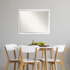 Amanti Art White Wall Mirror 23x29 Svelte White Rectangle Bathroom Mirror for Wall Decor Living Room, Large Modern Wood Frame, Hangs Horizonally and Vertically, Bathroom Decor, Beveled Edge