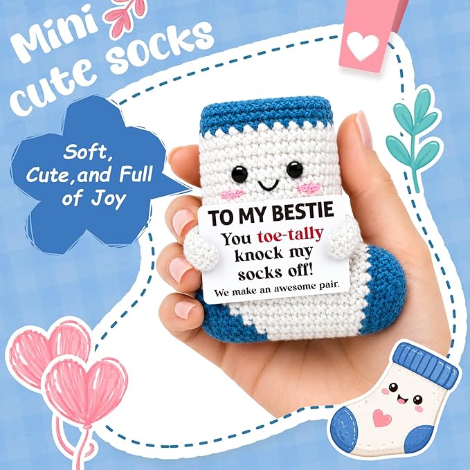 Belatelove Funny Gifts for Best Friend, Handmade Crochet Sock Doll, Birthday Gift for Women Coworker Sister, Inspirational Present Home Office Desk Decor