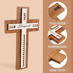 OKSQW Wall Wooden Cross Christians Cross Spiritual Religious Gifts With Hook on Hanging Wall Or Table With Blessed and Wood Bead for Church Home Room Decoration for Christmas