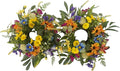 Spring Summer Candle Rings,Floral Candle Rings Wreaths 6 Inch,Daisy and Sunflowers,Mixed Flowers with 2pcs Plastic Candles,Perfect for Spring Decor,Centerpieces for Tables,Indoor Outdoor Home Decor