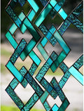 Unique Turquoise Stained Glass Suncatcher, Stained Glass Mobile, Window Hanging, Window Ornament, Wall Hanging, 5 "W x 18 "H, Art Suncatcher for Bedroom Home Decor