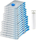Amazon Basics Vacuum Storage Bags for Clothes, Compression Space Saving Storage Bags with Hand Pump, Reusable, Heavy-Duty Seal Protection, Multiple Sizes, White, 15-Pack