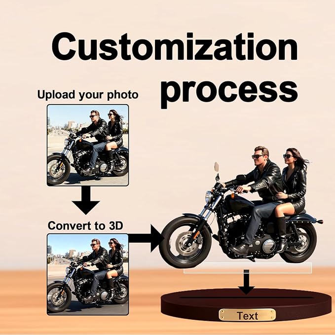 Personalized 3D Effect Motorcycle Cartoon Photo Couple Figurine Custom Motorcycle Enthusiast Desktop Decoration Gift'S For Boyfriends Fathers Office Garage Company Computer Desk Decoration (Motorcycle cartoon)