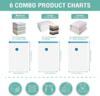 Cozy Essential Vacuum Storage Bags, Compression Space Saver Bags for Clothes, Comforters, Blankets, Pillow, Bedding, Sealer Clothing Storage,6 Combo