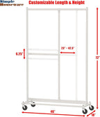 Simple Houseware Dual Bar Adjustable Clothing Garment Rack, 72 Inches Height, White