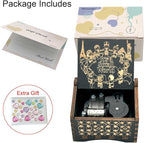 Pursuestar Black Wooden Wind Up Music Box - It's a Small World, Vintage Engraved Wood Mechanism Musical Gifts for Anniversary Mother's Day Valentine's Day Christmas Thanksgiving Birthday